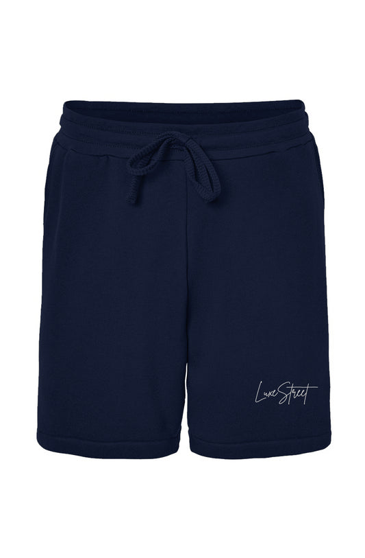 LUXESTREET CURSIVE LOW DARK LONG SHORTS